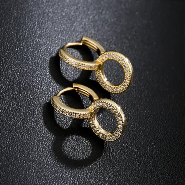 Wholesale Vintage Copper Geometric 18k Gold Micro-set Zircon Earrings Wholesale