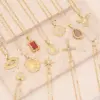 Wholesale Fashion Portrait Geometric Owl Stainless Steel Plating Inlaid Zircon 18K Gold Plated No Inlaid Pendant Necklace