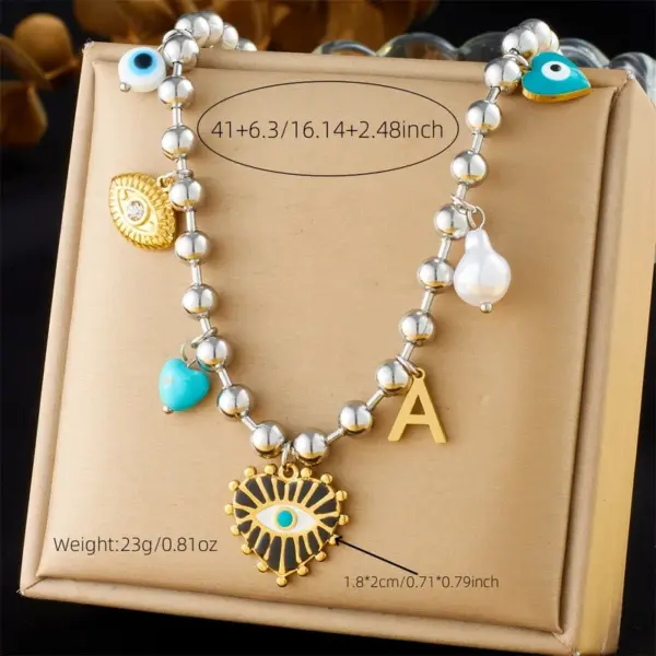Wholesale Jewelry Modern Style Cross Heart Shape Bow Knot 304 Stainless Steel Plating Multi Charms Necklace Ball Chain