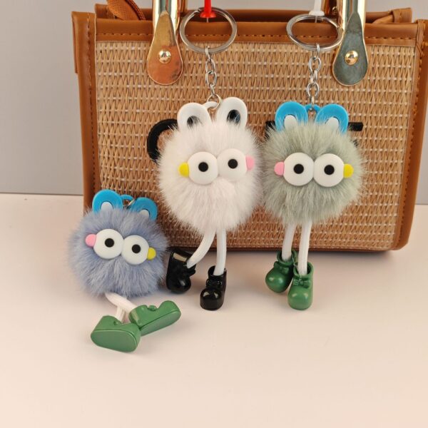 Wholesale Imitation Rex Rabbit Fur Small Briquettes Long-Legged Doll Pendant Rabbit Ears Doll Baby Keychain Pendant Small Fur Ball
