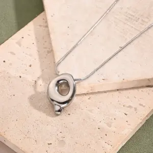 Q Necklace (Steel Color) / Length: 450mm / 1 Strand/Package