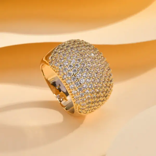 Wholesale Copper 18K Gold Plated IG Style Shiny Inlay Solid Color Zircon Rings