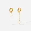 Wholesale 1 Pair Fashion Geometric Asymmetrical Plating 304 Stainless Steel Freshwater Pearl Earrings