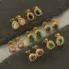 PVD Coated 18K Gold Plated Sun Water Droplets Heart Shape Stainless Steel Glam Waterproof Non Tarnish Ear Studs