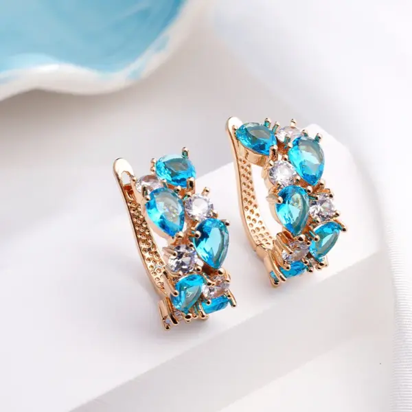 Wholesale 1 Pair Luxurious Color Block Plating Inlay Copper Zircon 14K Gold Plated 18K Gold Plated K Gold Plated Ear Cuffs