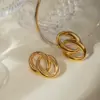 Wholesale Copper Oval Electroplating 18K Real Gold Plated Simple Style Gold Silver Drop Earrings