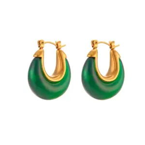 round Acrylic Earrings-Green