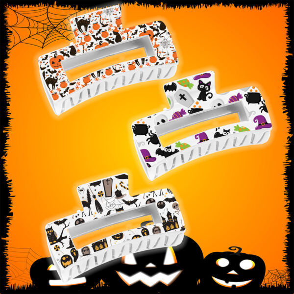 Wholesale Christmas Square Transparent Printed Grab Clip Shark Clip