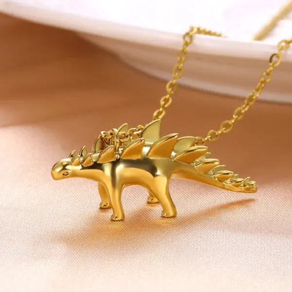 Wholesale Jewelry Cute Hip-Hop Dinosaur Titanium Steel Plating Pendant Necklace