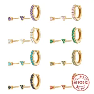 925 Sterling Silver Rhinestones Geometric Earrings