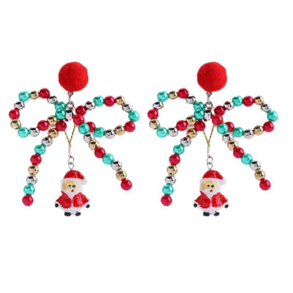 Wholesale Colorful bow pom-pom earrings