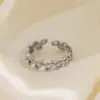 Wholesale PVD Coated 18K Gold Plated Leaves 304 Stainless Steel Simple Style Waterproof Non Tarnish Open Rings