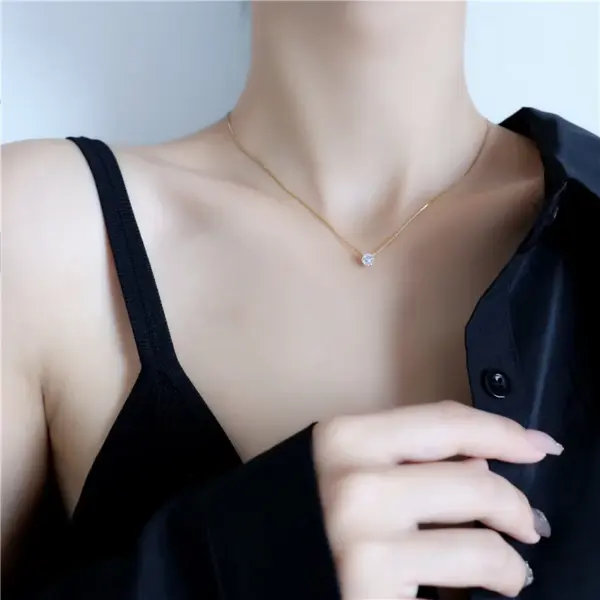Wholesale Sweet Geometric Titanium Steel Plating Inlay Zircon Pendant Necklace