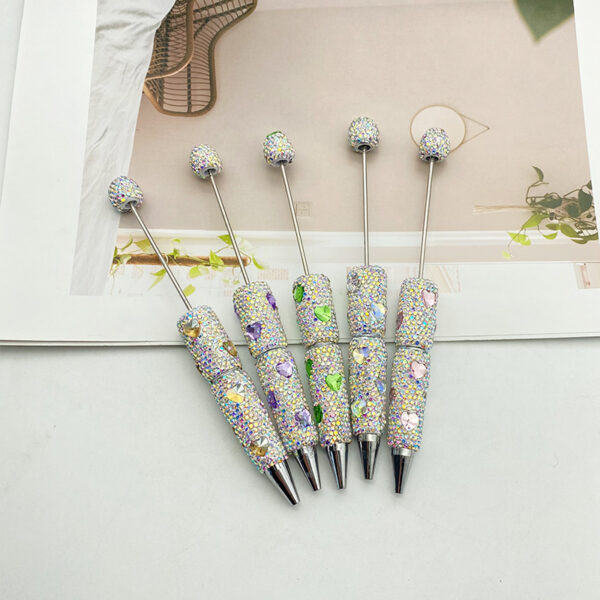 Wholesale DIY Love Full Diamond Beaded Pen Handmade Diamond Pen Cap with Diamond Beaded Ballpoint Pen Heavy Industry Business Gift Pen