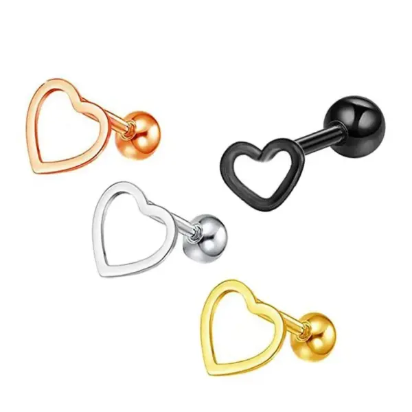 Wholesale Fashion Heart Shape Stainless Steel Plating Ear Studs 1 Piece