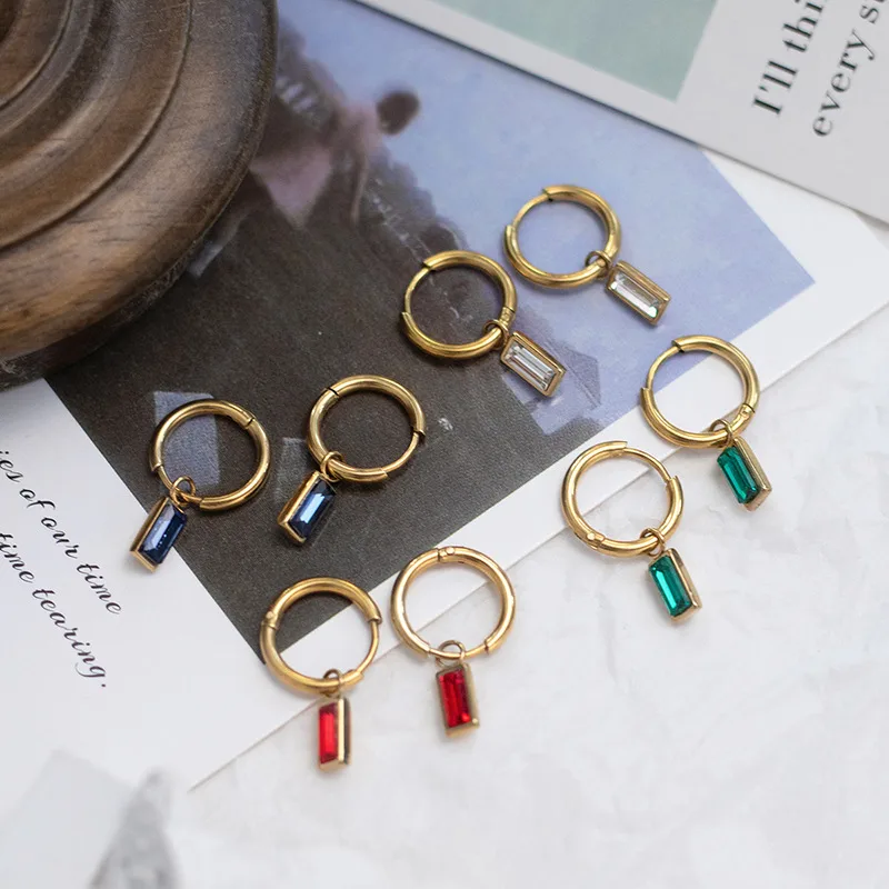 Wholesale PVD Coated 18K Gold Real Gold Plated Geometric 304 Stainless Steel Titanium Steel Simple Style Waterproof Non Tarnish Earrings