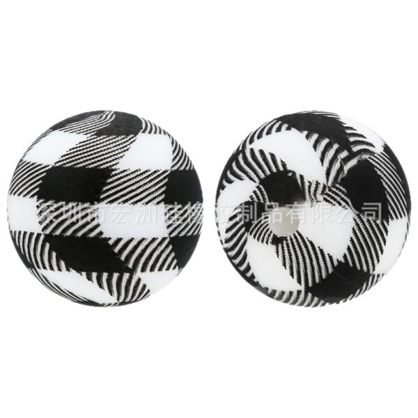 Wholesale [Hongzhou] Plaid Watermark Food Grade Silicone Round Beads Baby Teether DIY Jewelry Loose Beads Ready for Sale