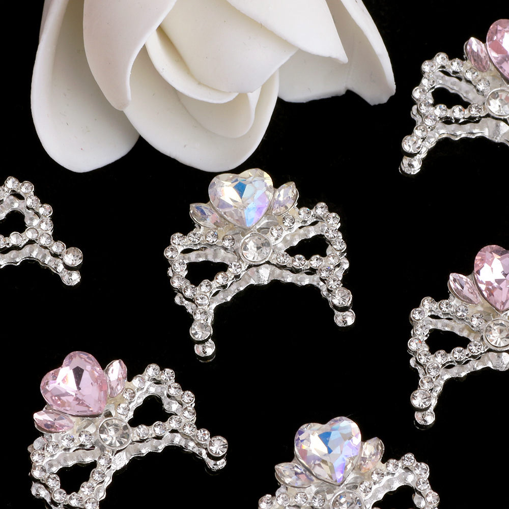 Wholesale Alloy love crystal bow crown diamond ball four-way hole beads DIY mobile phone chain key chain bag chain aessories
