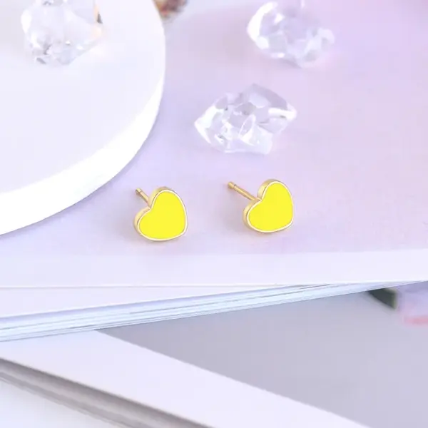 Wholesale Simple Style Heart Plating Copper Earrings Ear Studs