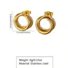 1 Pair Simple Style Classic Style Round 304 Stainless Steel Imitation Gold Electroplating Ear Studs