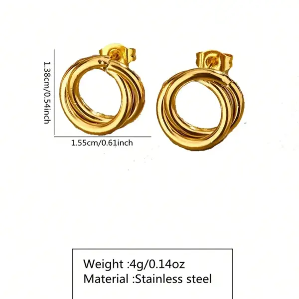 1 Pair Simple Style Classic Style Round 304 Stainless Steel Imitation Gold Electroplating Ear Studs