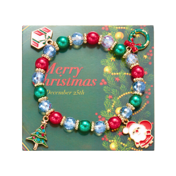 Wholesale Christmas Santa Claus Pendant Colorful Round Bead Bracelet