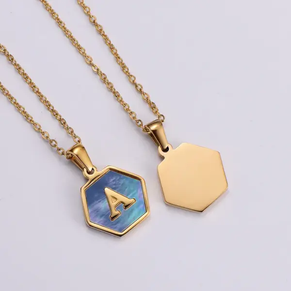 PVD Coated 18K Gold Plated Letter 304 Stainless Steel Simple Style Waterproof Non Tarnish 304 Stainless Steel Pendant Necklace