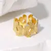 Wholesale PVD Coated Real Gold Plated 18K Gold Butterfly 304 Stainless Steel IG Style Cute Waterproof Non Tarnish Open Rings