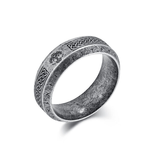 Wholesale Nordic Celtic Tree of Life Luen Rune Viking Ring Men's Stainless Steel Retro Trendy Hand Jewelry