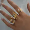 PVD Coated Real Gold Plated 18K Gold Geometric 304 Stainless Steel IG Style Casual Lady Waterproof Non Tarnish Rings