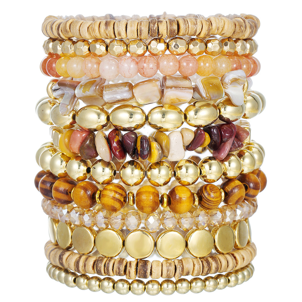 Wholesale Vintage 12 Bohemian Style Beach Bracelet suit European and American Fashion Handmade Beaded Stacked Bracelet for Women