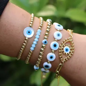 Copper Plating Geometric Artificial Gemstones Copper Bracelets