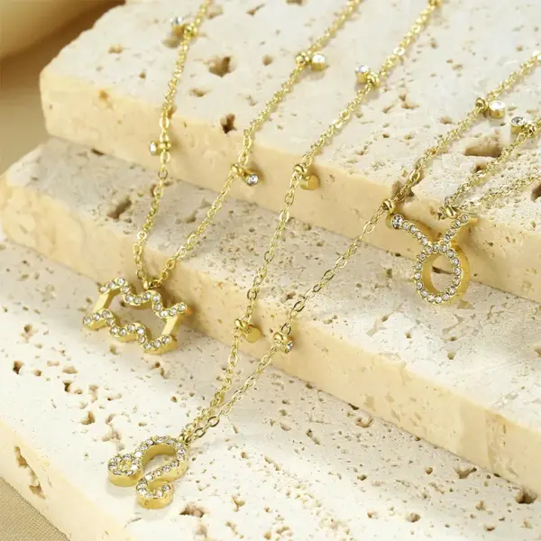 PVD Coated Constellation 304 Stainless Steel Simple Style Shiny Waterproof Non Tarnish 304 Stainless Steel Pendant Necklace