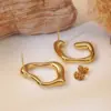 1 Pair Simple Style Classic Style Artistic Asymmetrical Irregular Hollow Out 304 Stainless Steel Imitation Gold Electroplating Ear Studs