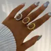 oly-7b3bd80613ac2804912fb43c0167ef2a Wholesale PVD Coated Real Gold Plated 18K Gold Geometric 304 Stainless Steel Casual Simple Style Waterproof Non Tarnish Adjustable Ring