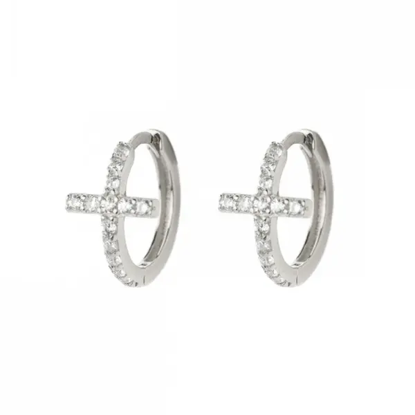 Wholesale Simple Style Cross Copper Earrings Inlay Zircon Copper Earrings