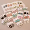 Wholesale Ion Plating (IP) 18K Gold Plated Round Square Flower 304 Stainless Steel Simple Style Waterproof Non Tarnish Ear Studs