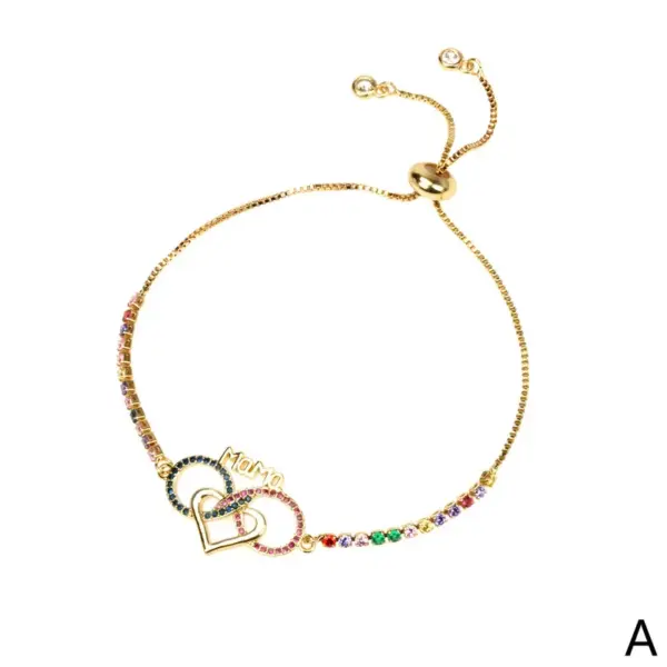 Wholesale Letter Infinite Heart Shaped Diamond Creative Jewelry Copper Bracelet Mother Gift