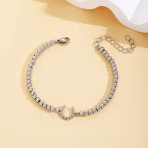 Steel Stainless Steel 4mm Bead Horseshoe Bracelet