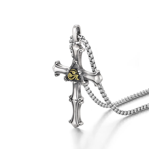 Wholesale Chiba European and American Horus Eye of God Thai silver cross necklace boys trendy retro high street personality pendant