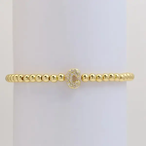 Wholesale New DIY Design Niche Temperament Inlaid Zirconium 26 English Letter Accessories Copper Bead Beaded Bracelet Ornament