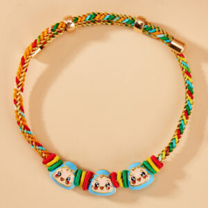 Gold color thread three blue rice dumplings baby bracelet