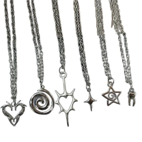 Wholesale 6/1 set alloy pendant necklace suit fashion punk jewelry women's whip fire heart teeth factory direct sale