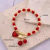 Wholesale IG Style Cherry Strawberry 18K Gold Plated Acrylic Imitation Pearl Copper Beaded Chain Beaded Bracelets Wholesale