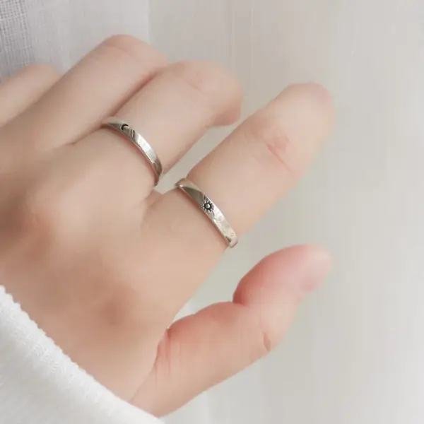 Wholesale Simple Style Sun Moon Copper Plating Open Ring