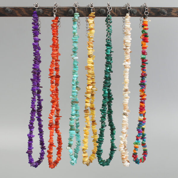 Wholesale European and American Summer Vacation New Colorful Asymmetrical Natural Gravel Hand-Beaded Necklace Women's Jewelry