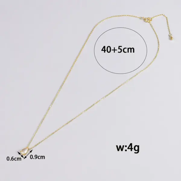 Wholesale 304 Stainless Steel Oval Water Droplets PVD Coated Zircon 18K Real Gold Plated Simple Style Waterproof Non Tarnish Inlay Cable Chain Gold Pendant Necklace
