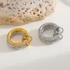 304 Stainless Steel Double Ring PVD Coated Real Gold Plated Elegant Simple Style Waterproof Non Tarnish Layered Mixed Metal Rings