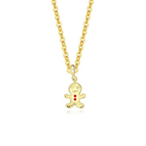 Ya0132-gingerbread man/gold color / 925 silver