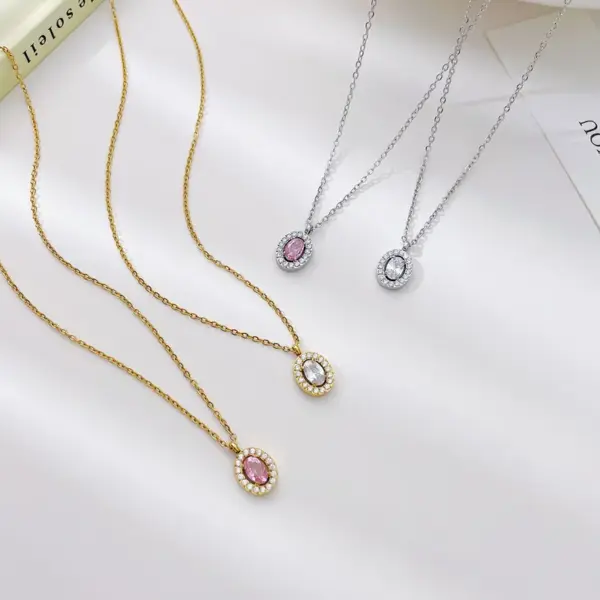 Wholesale PVD Coated 18K Gold Platinum Real Gold Plated Round 304 Stainless Steel Simple Style Waterproof Non Tarnish 304 Stainless Steel Pendant Necklace